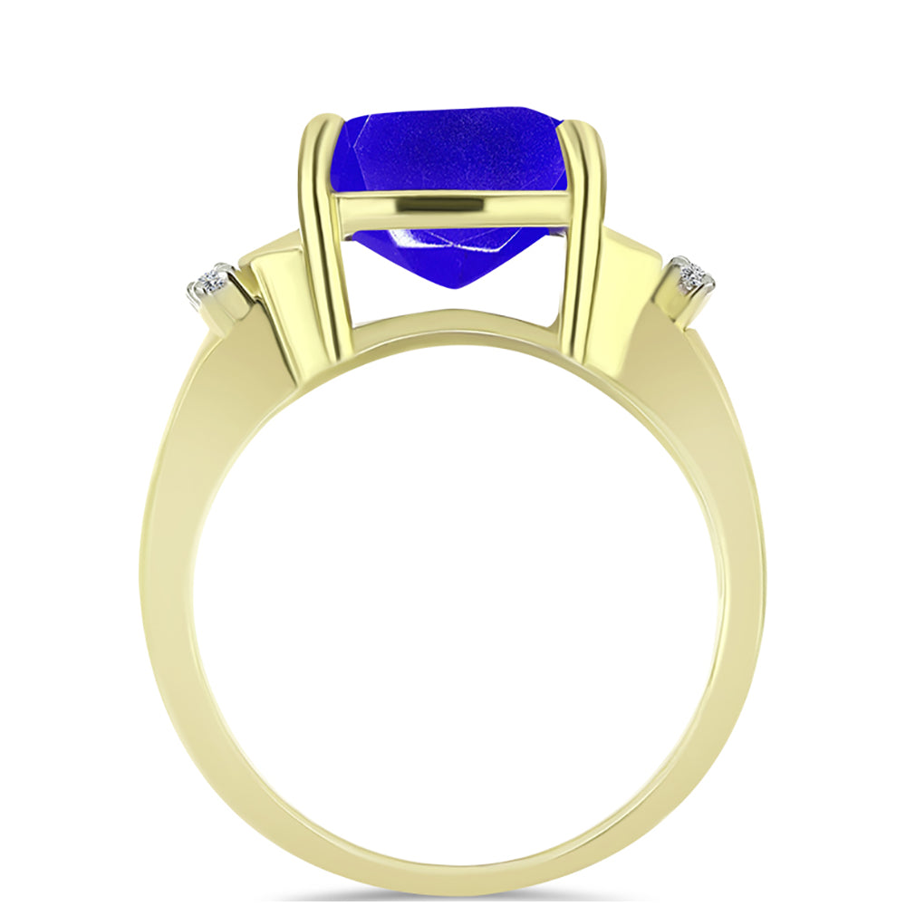 Anillo de Plata Bañada en Oro con Ágata azul y Topacio Blanco 2 