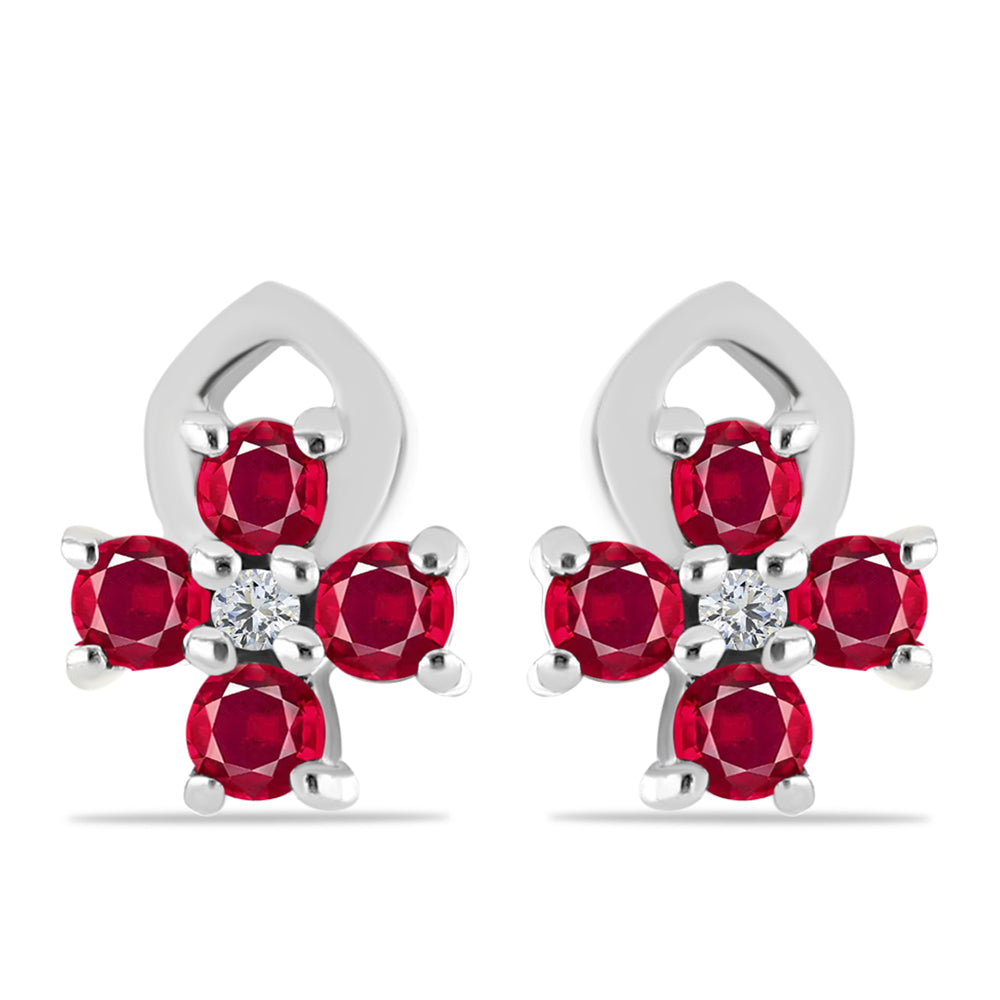 Pendientes de Plata con Rubí de Madagascar y Topacio Blanco