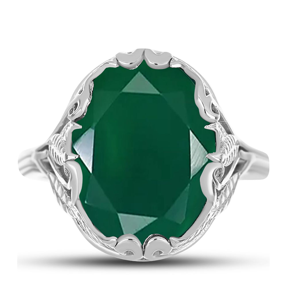 Anillo de Plata con Calcedonia Verde