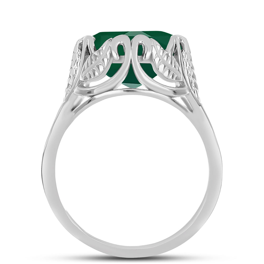 Anillo de Plata con Calcedonia Verde