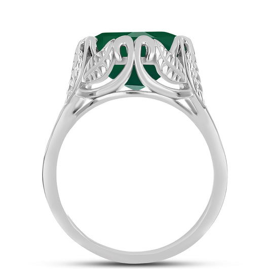 Anillo de Plata con Calcedonia Verde