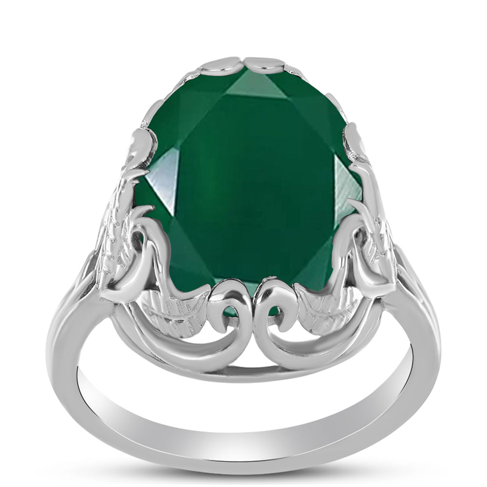 Anillo de Plata con Calcedonia Verde 3 