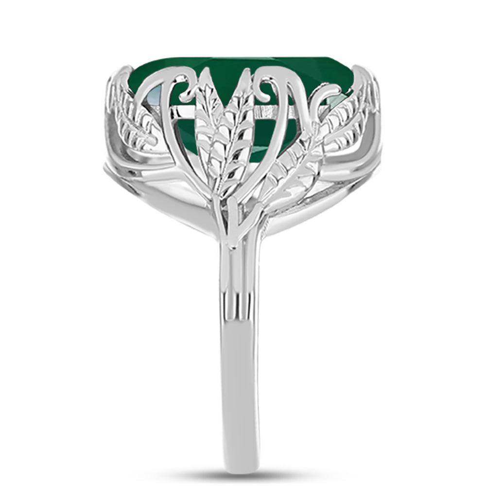 Anillo de Plata con Calcedonia Verde