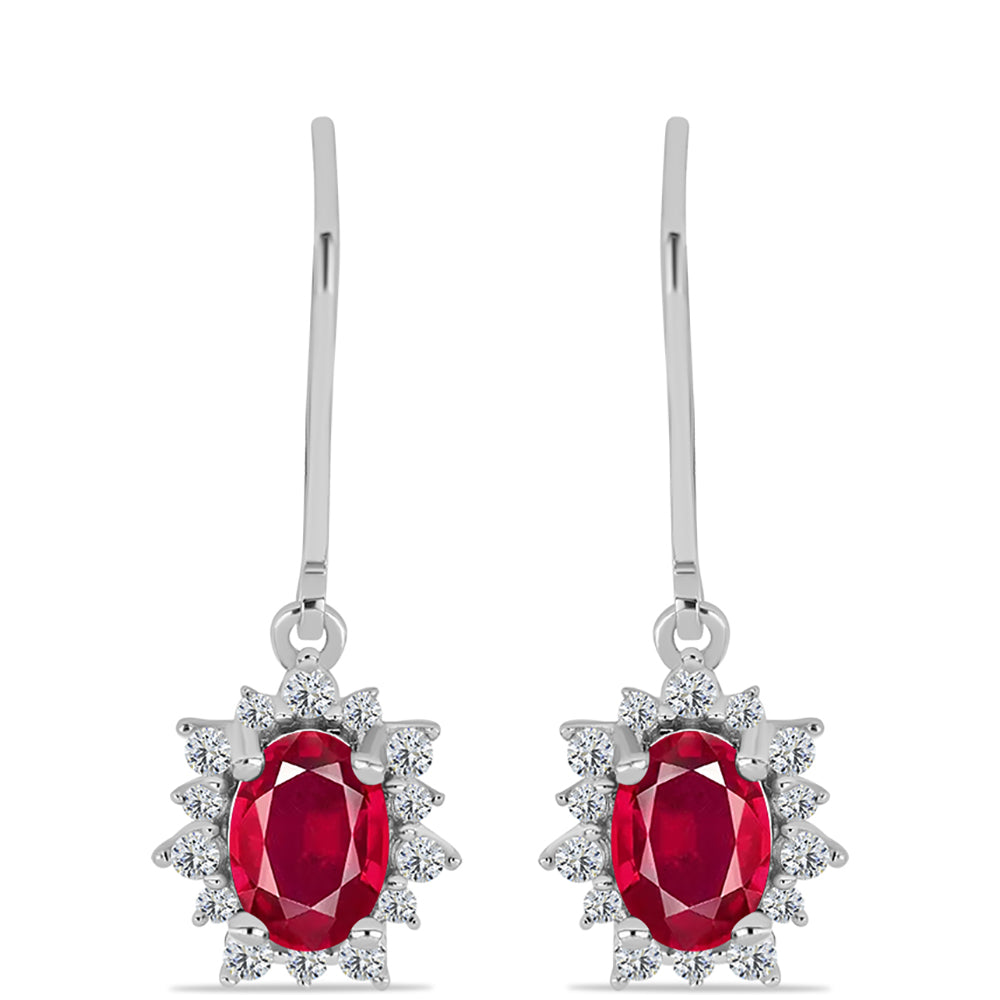 Pendientes de Plata con Rubí de Madagascar y Topacio Blanco