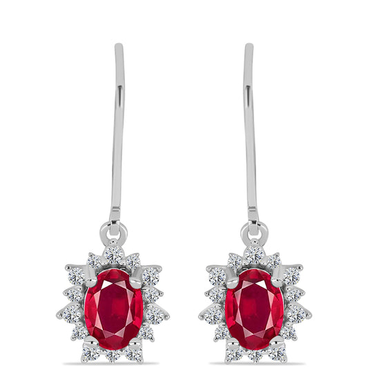 Pendientes de Plata con Rubí de Madagascar y Topacio Blanco