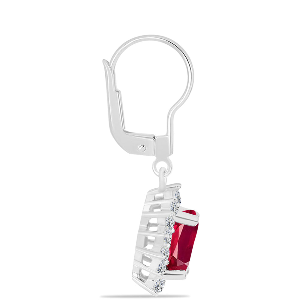Pendientes de Plata con Rubí de Madagascar y Topacio Blanco 2 