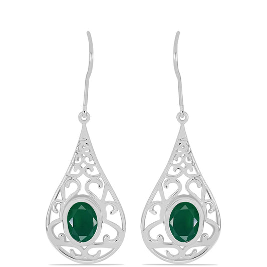 Pendientes de Plata con Calcedonia Verde