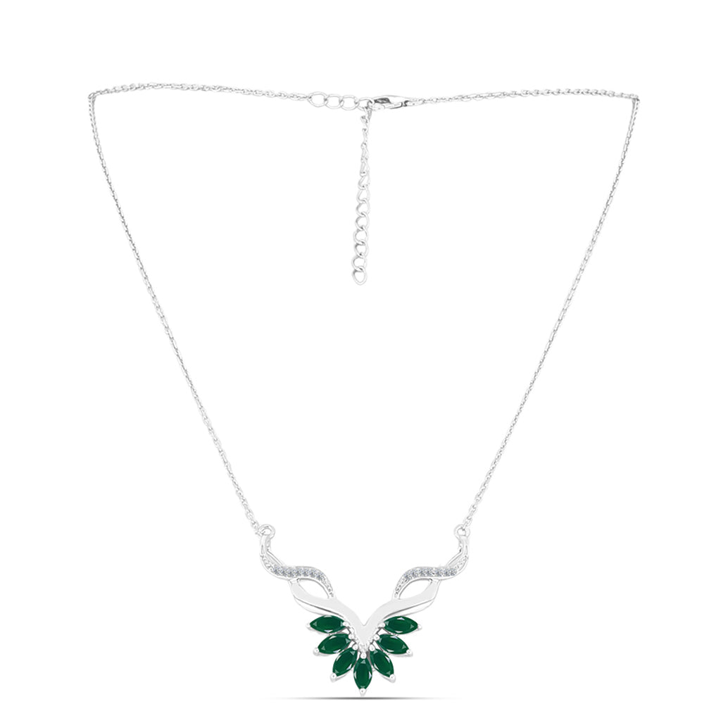 Collar de Plata con Calcedonia Verde y Topacio Blanco 1 