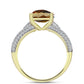 Anillo de Plata Bañada en Oro con Cuarzo Coñac y Topacio Blanco