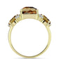Anillo de Plata Bañada en Oro con Cuarzo Coñac y Topacio Blanco