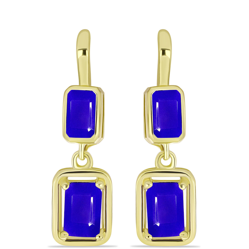 Pendientes de Plata Bañada en Oro con Ágata azul