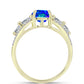 Anillo de Plata Bañada en Oro con Cuarzo Pavo Real y Topacio Blanco