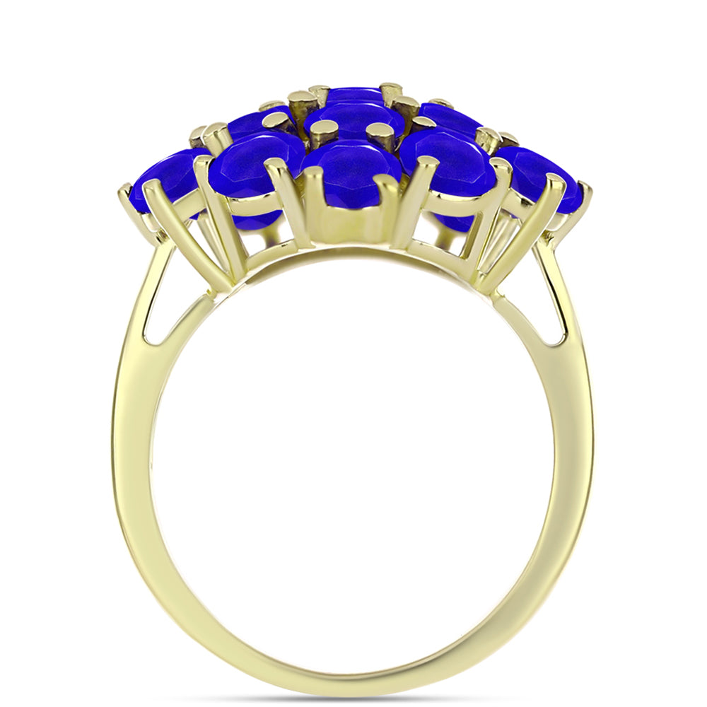 Anillo de Plata Bañada en Oro con Ágata azul 2 