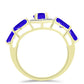 Anillo de Plata Bañada en Oro con Ágata azul y Topacio Blanco
