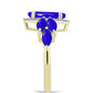 Anillo de Plata Bañada en Oro con Ágata azul y Topacio Blanco