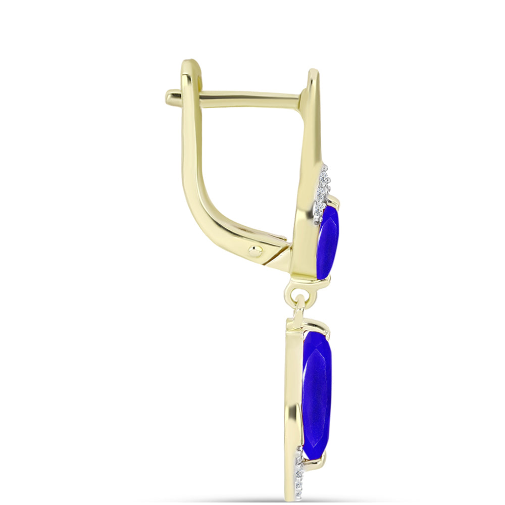 Pendientes de Plata Bañada en Oro con Ágata azul y Topacio Blanco 2 