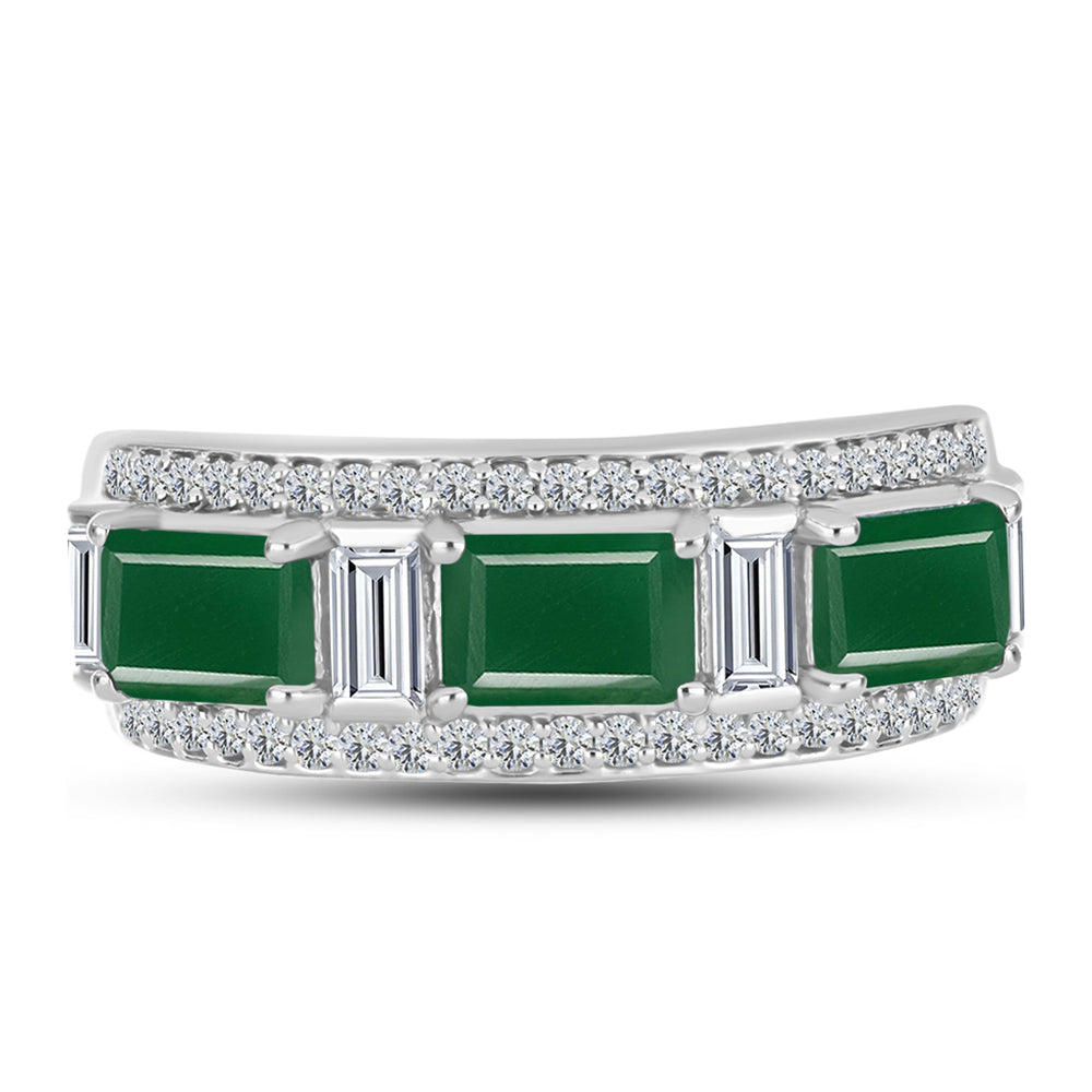 Anillo de Plata con Calcedonia Verde y Topacio Blanco