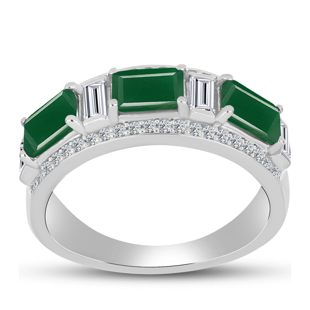 Anillo de Plata con Calcedonia Verde y Topacio Blanco 3 