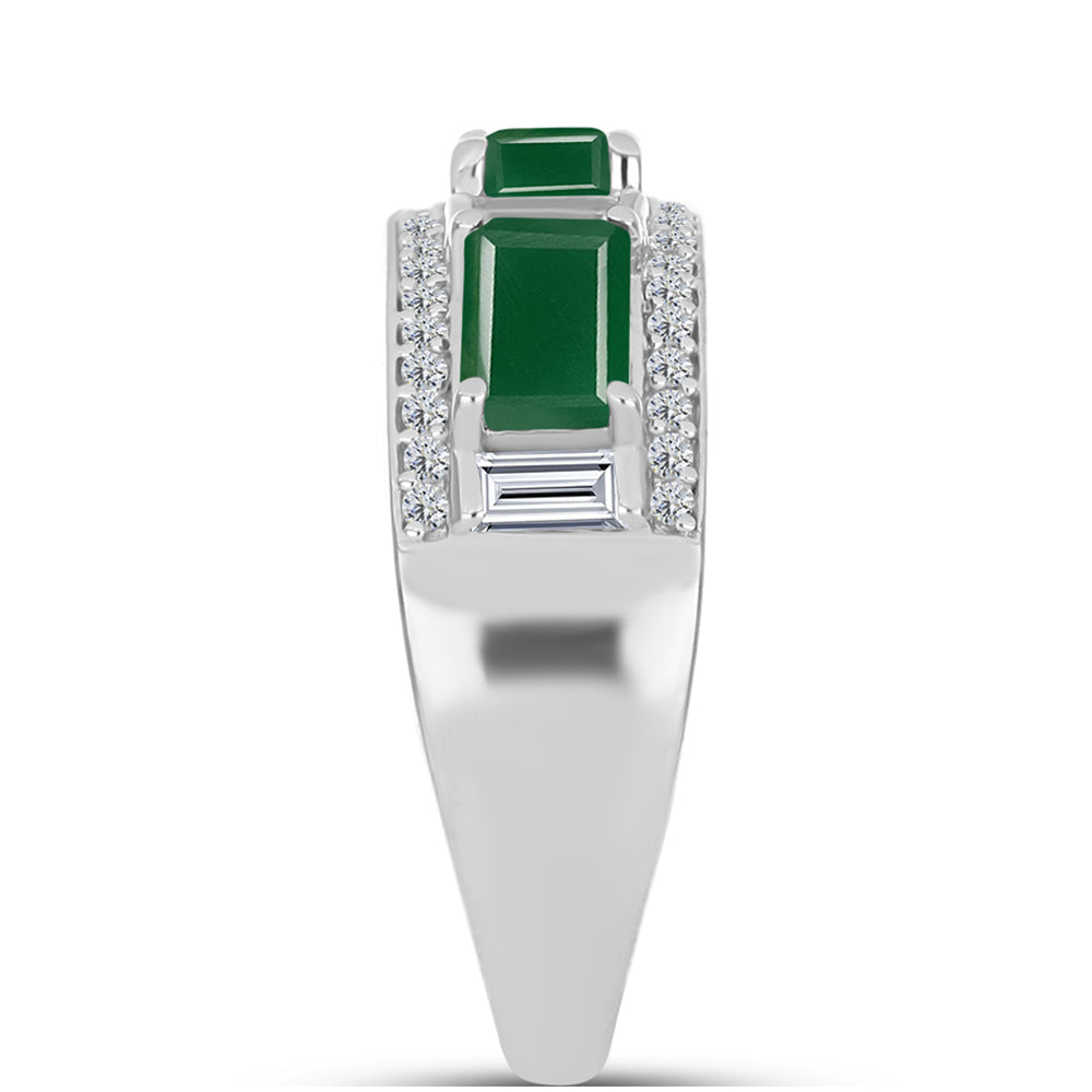 Anillo de Plata con Calcedonia Verde y Topacio Blanco 4 
