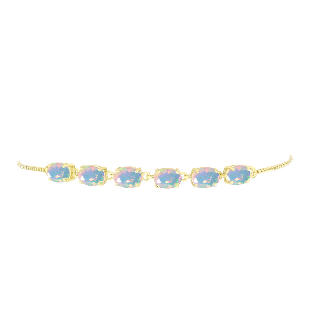 Pulsera de Plata Bañada en Oro con Ópalo Welo 2 