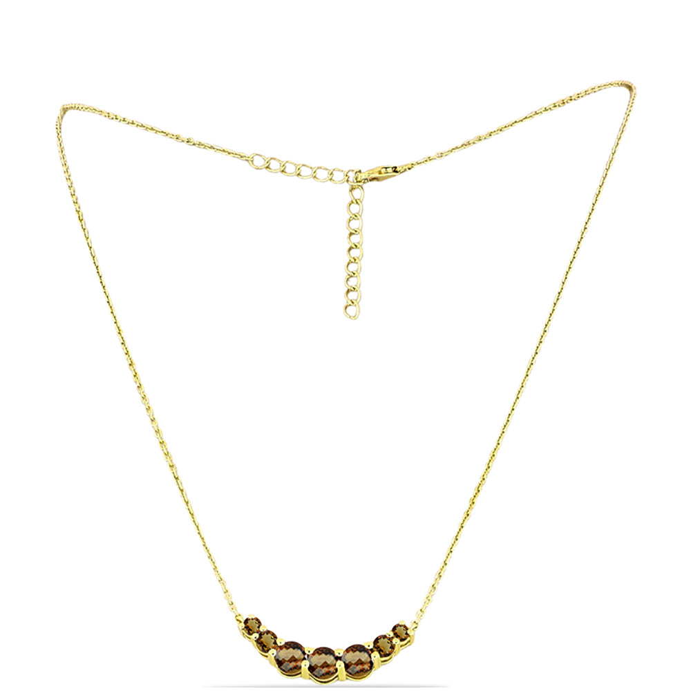 Collar de Plata Bañada en Oro con Cuarzo Coñac
