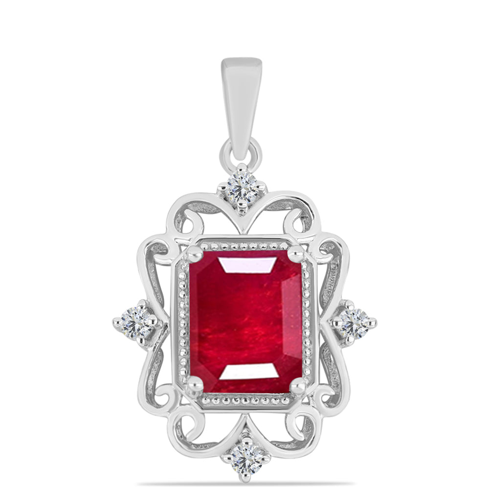 Colgante de Plata con Rubí de Madagascar y Topacio Blanco 1 