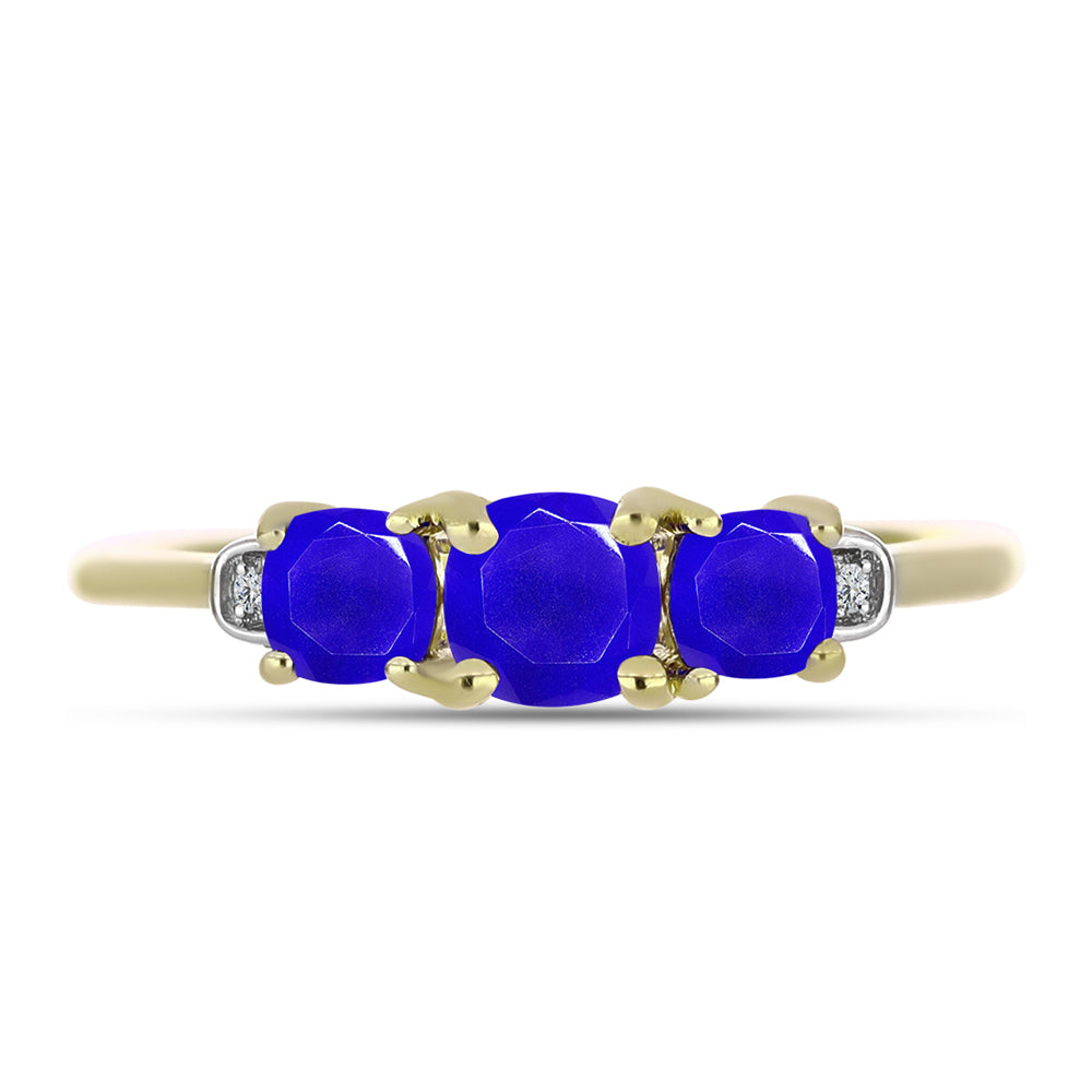 Anillo de Plata Bañada en Oro con Ágata azul y Topacio Blanco 1 