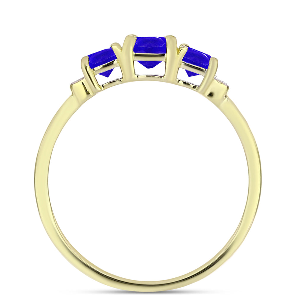 Anillo de Plata Bañada en Oro con Ágata azul y Topacio Blanco