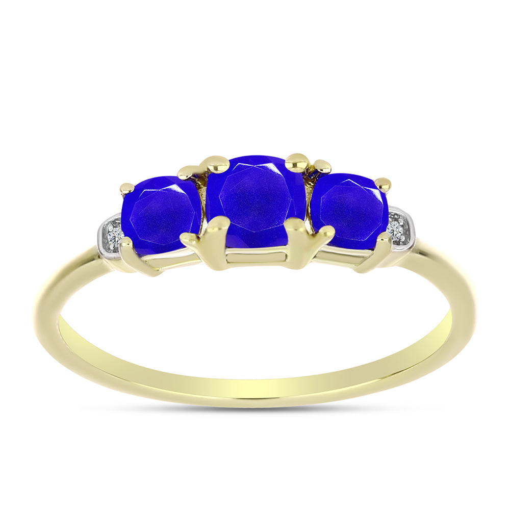 Anillo de Plata Bañada en Oro con Ágata azul y Topacio Blanco