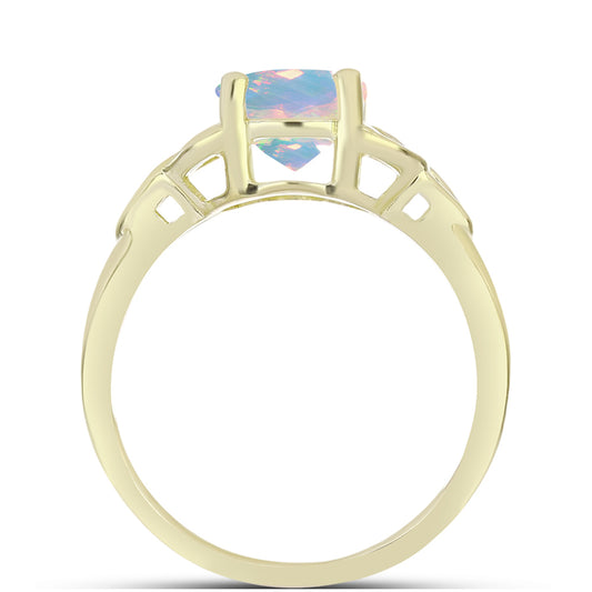 Anillo de Plata Bañada en Oro con Ópalo Welo
