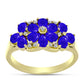 Anillo de Plata Bañada en Oro con Ágata azul y Topacio Blanco