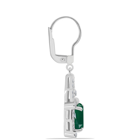 Pendientes de Plata con Calcedonia Verde y Topacio Blanco