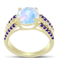 Anillo de Plata Bañada en Oro con Piedra Lunar Arco Iris y Amatista de Marruecos