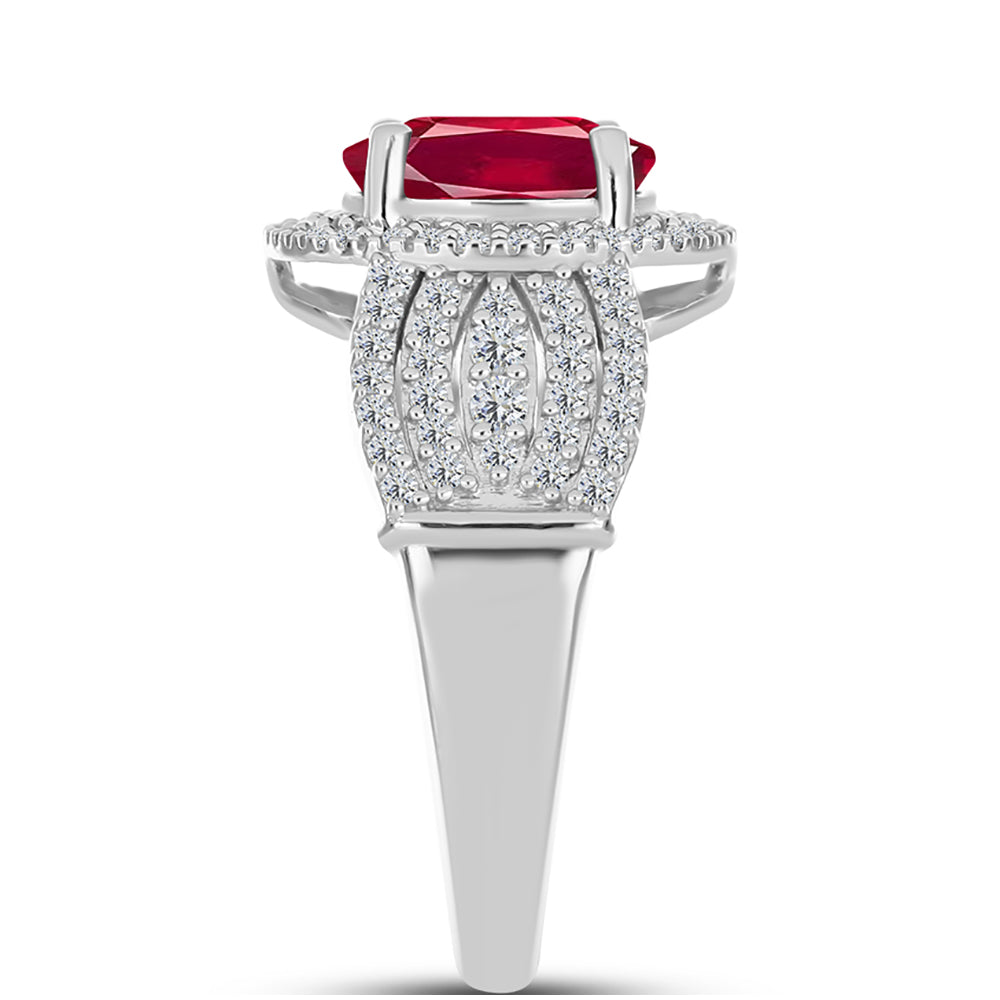 Anillo de Plata con Rubí de Madagascar y Topacio Blanco