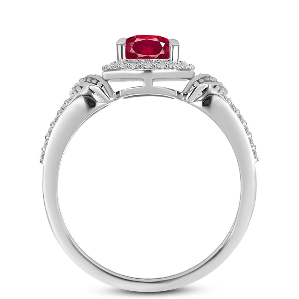 Anillo de Plata con Rubí de Madagascar y Topacio Blanco