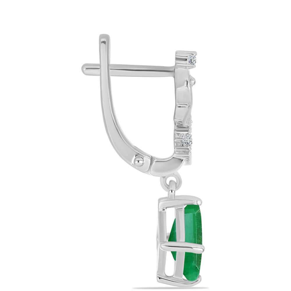 Pendientes de Plata con Esmeralda de Brasil y Topacio Blanco