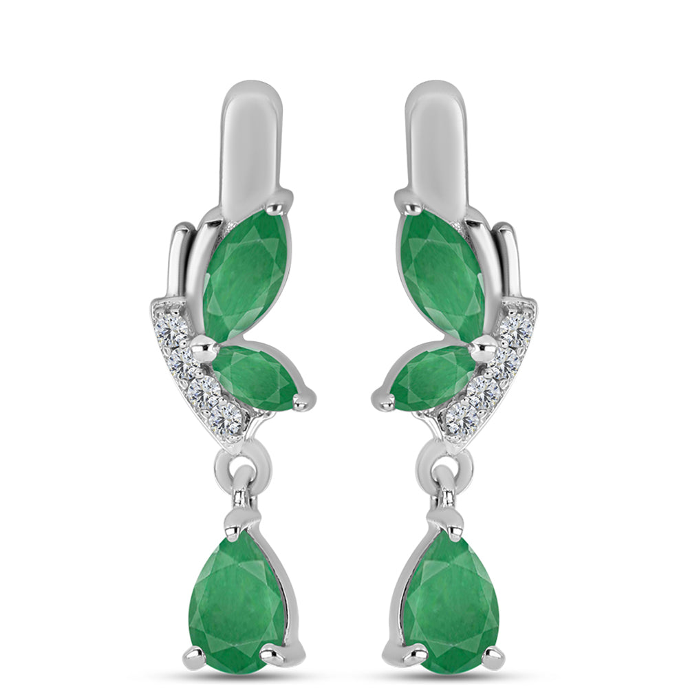 Pendientes de Plata con Esmeralda de Brasil y Topacio Blanco