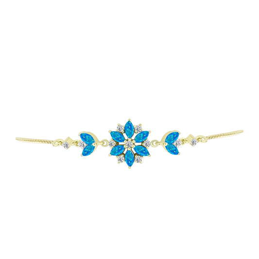 Pulsera de Plata Bañada en Oro con Ópalo Azul Paraiba de Etiopía y Topacio Blanco