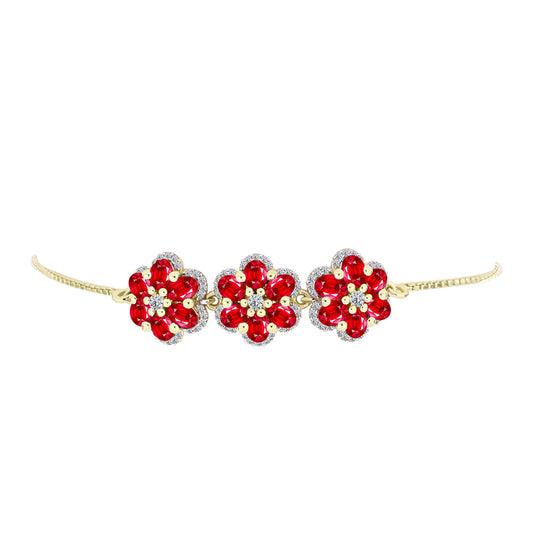 Pulsera de Plata Bañada en Oro con Ágata Roja y Topacio Blanco