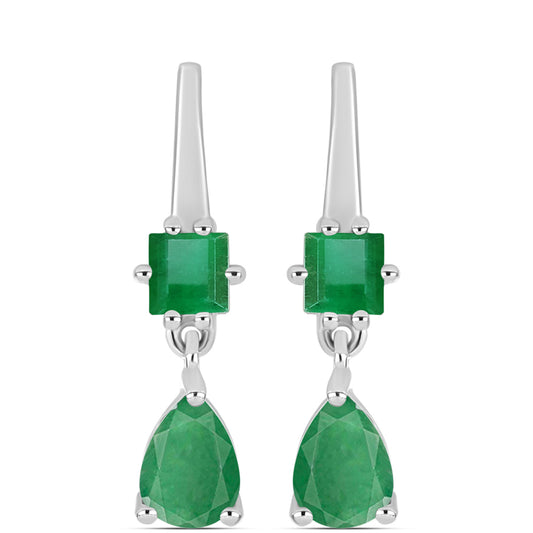 Pendientes de Plata con Esmeralda de Brasil