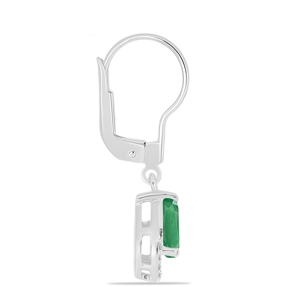 Pendientes de Plata con Esmeralda de Brasil y Topacio Blanco 2 