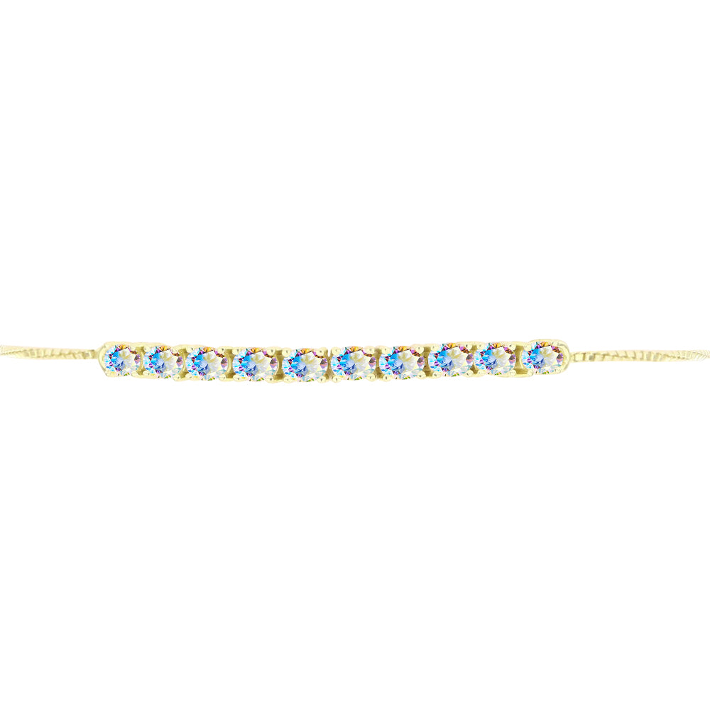 Pulsera de Plata Bañada en Oro con Moisanita hielo 2 