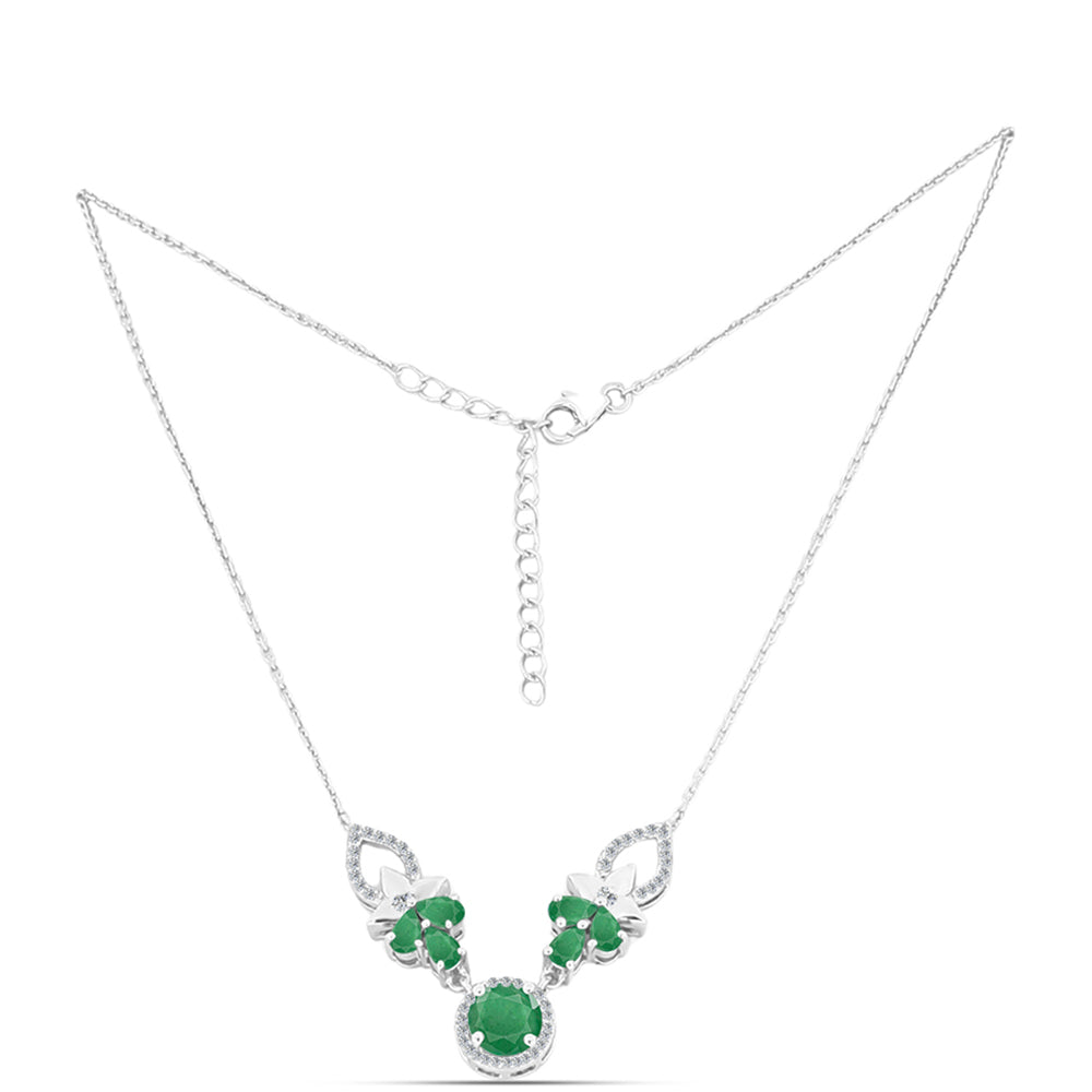 Collar de Plata con Esmeralda de Brasil y Topacio Blanco
