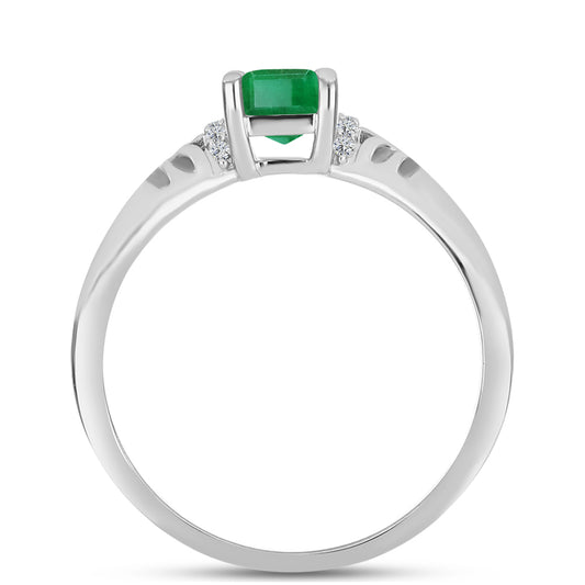 Anillo de Plata con Esmeralda de Brasil y Topacio Blanco