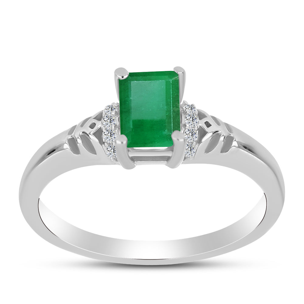 Anillo de Plata con Esmeralda de Brasil y Topacio Blanco 3 