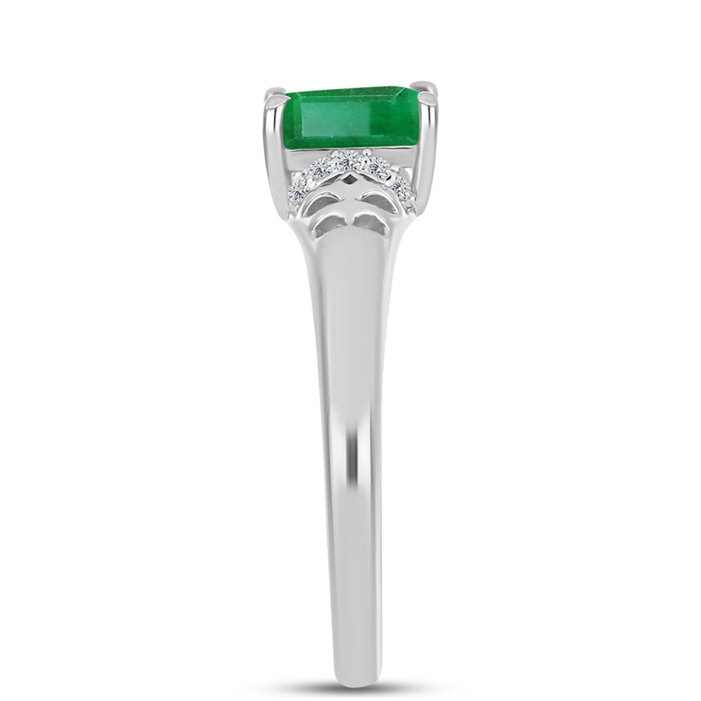 Anillo de Plata con Esmeralda de Brasil y Topacio Blanco