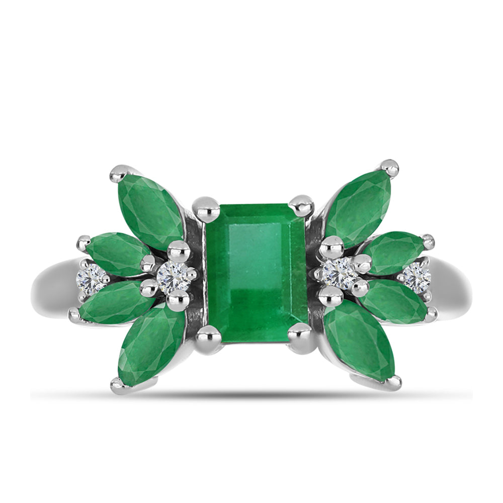 Anillo de Plata con Esmeralda de Brasil y Topacio Blanco 1 