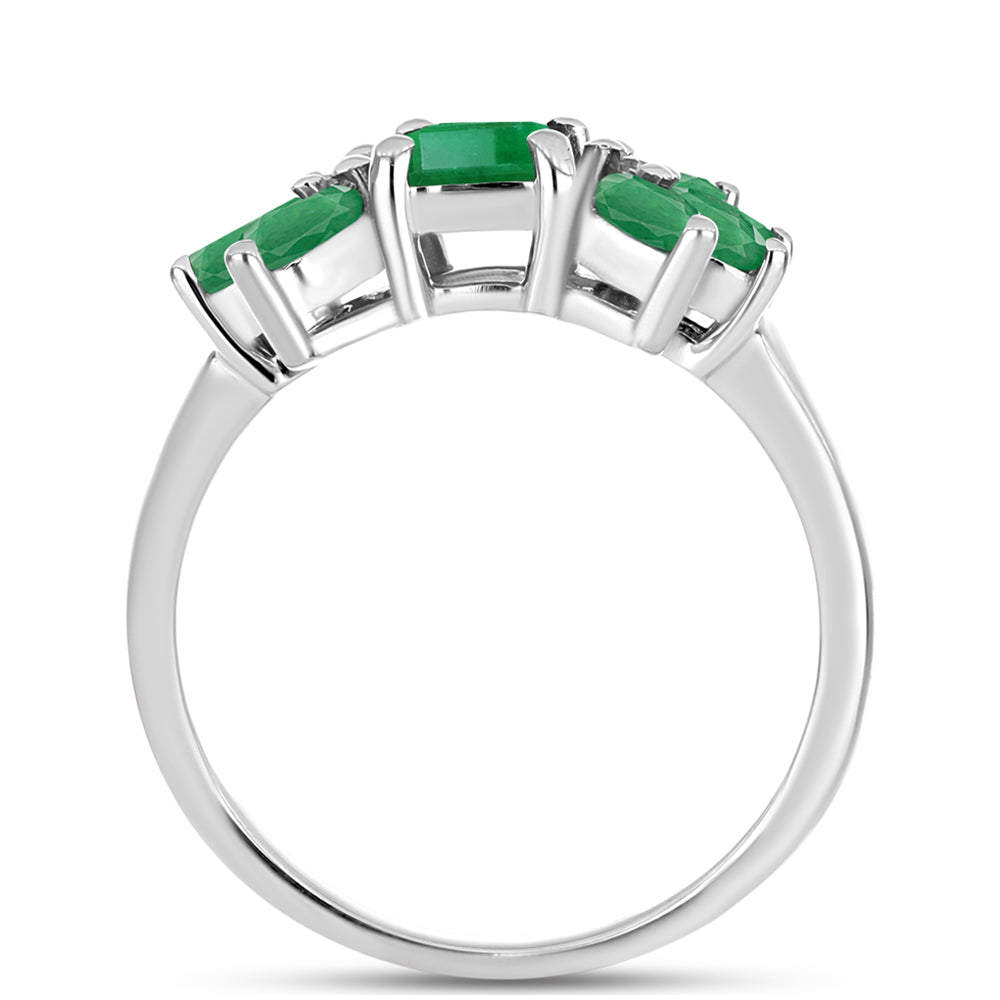 Anillo de Plata con Esmeralda de Brasil y Topacio Blanco 2 