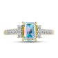 Anillo de Plata Bañada en Oro con Moisanita hielo y Topacio Blanco