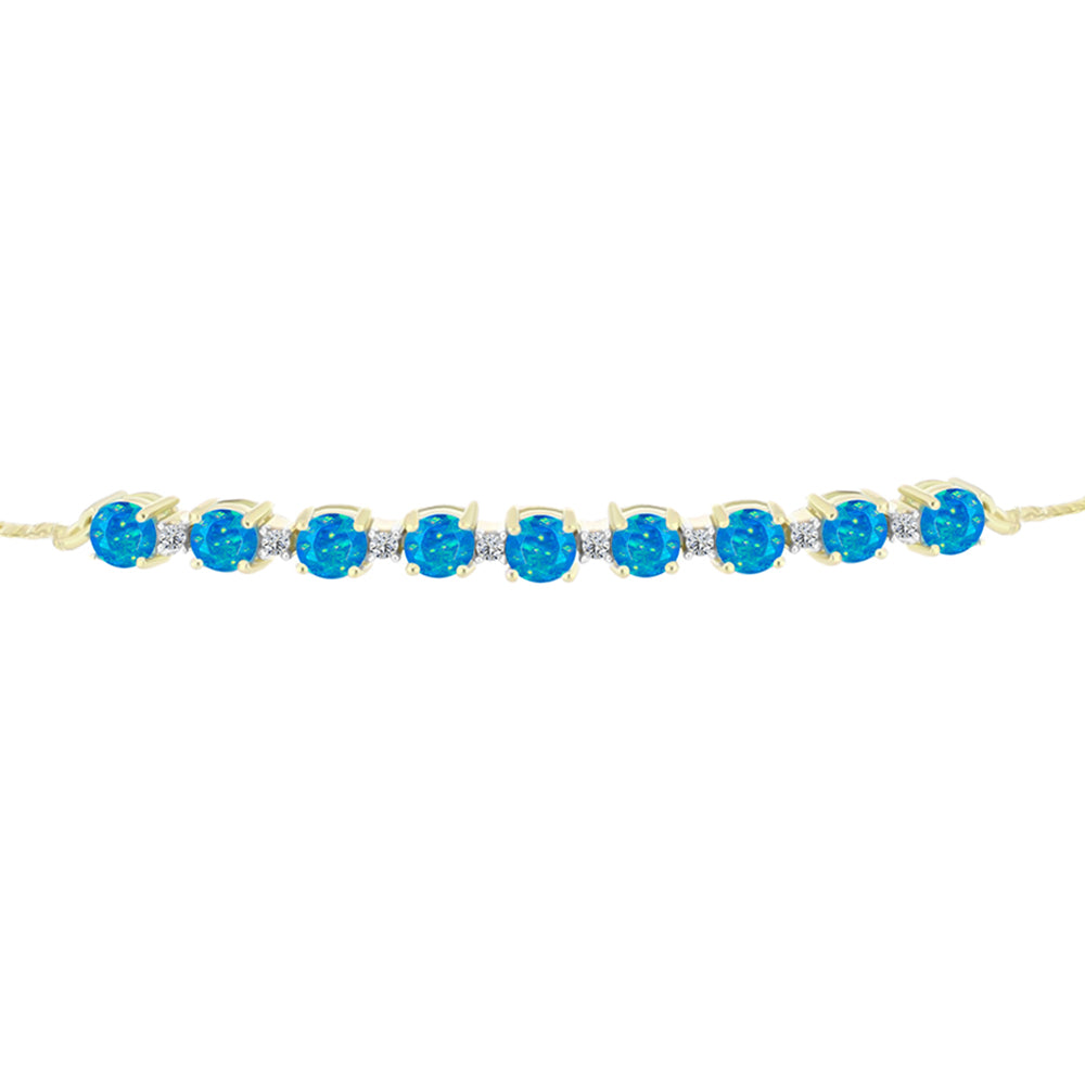 Pulsera de Plata Bañada en Oro con Ópalo Azul Paraiba de Etiopía y Topacio Blanco 2 